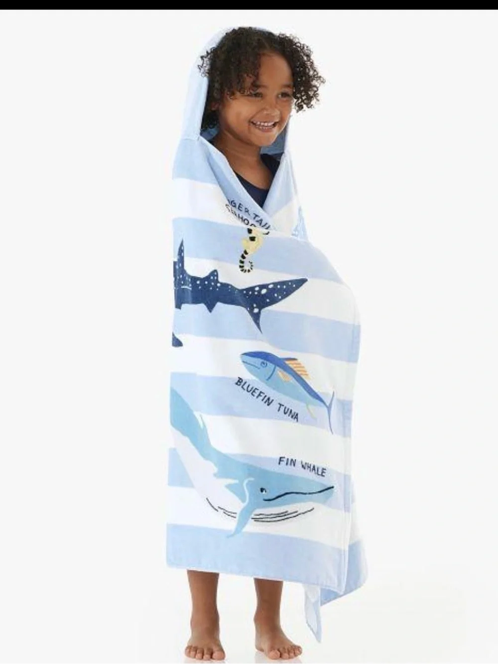 Pottery Barn Kids Ocean Animals Hooded Towel UPF 50+ NWOT